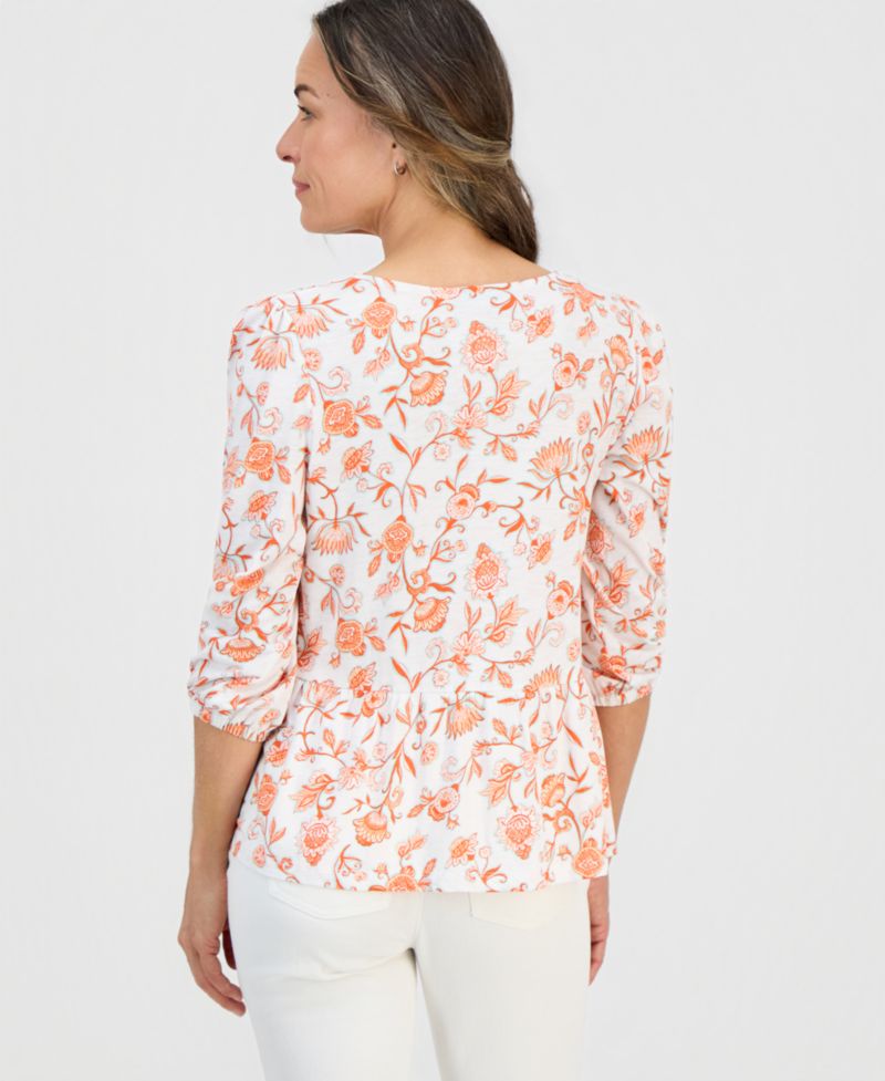 Petite V-Neck Paisley-Print Blouse
