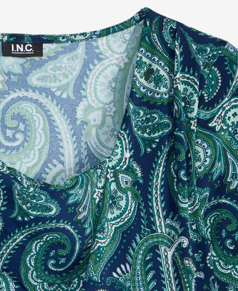 Women's Printed Cowl-Neck Long-Sleeve Top