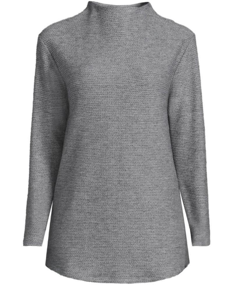 Plus Size Cable Ottoman Relaxed Long Sleeve Funnel Neck Tunic