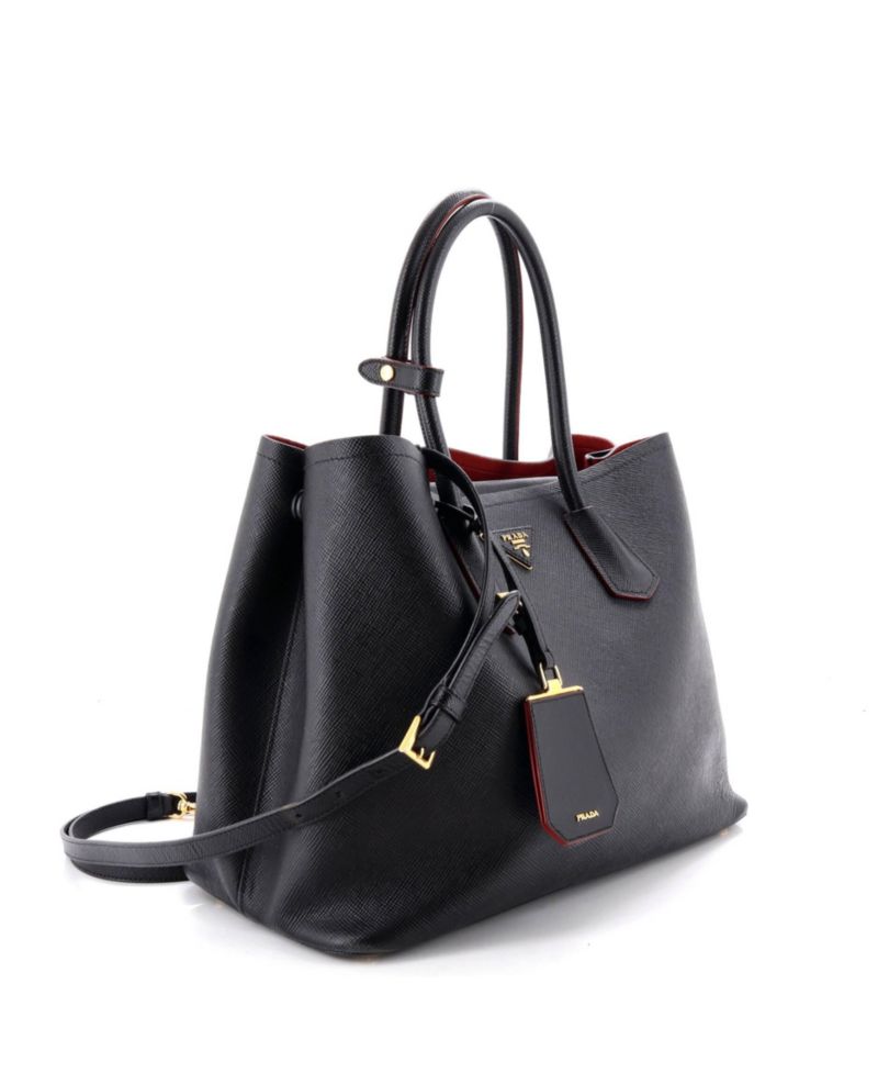 Medium Cuir Double Tote Saffiano Leather