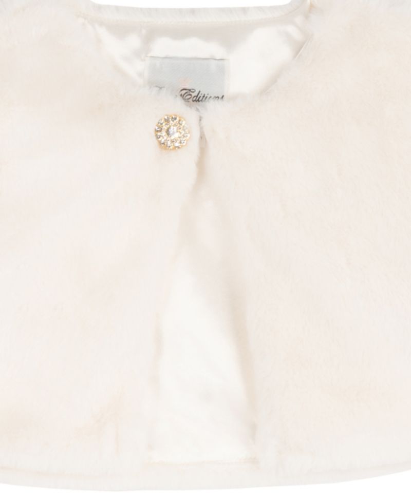 Girls' 4-16 Long-Sleeve Rhinestone Faux Fur Bolero