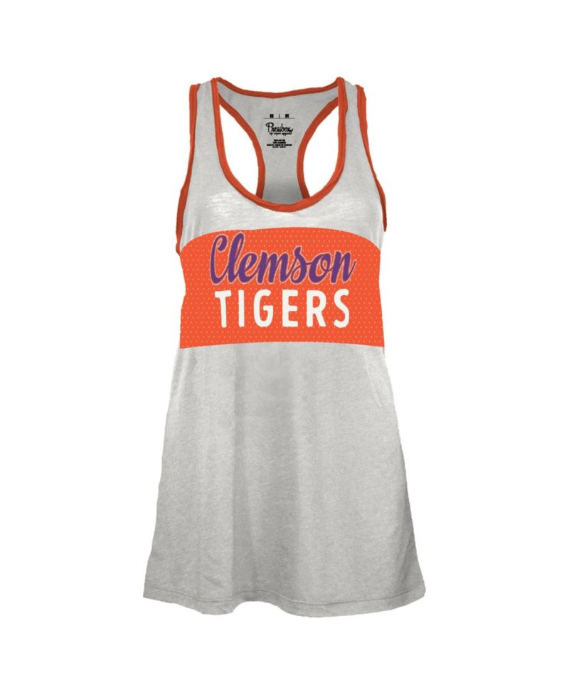 Women's Clemson Tigers Tracy Racerback-Burnout Tank Top
