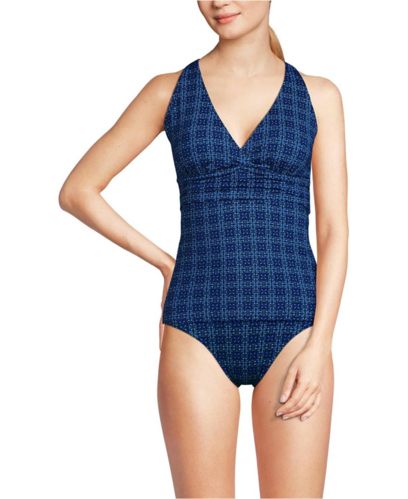 Women's Chlorine Resistant Plunge X-Back Tankini Swimsuit Top