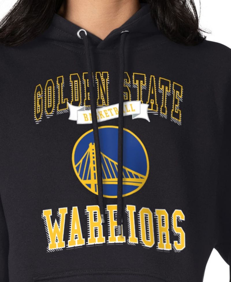 Women's Black Golden State Warriors Graphic Fleece Pullover Hoodie