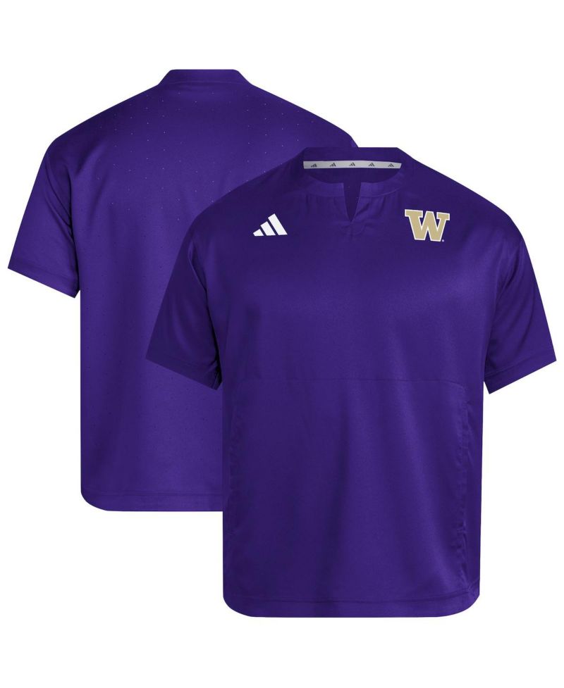 Men's Purple Washington Huskies Dugout Coaches Adizero Notch Neck Pullover Sweatshirt