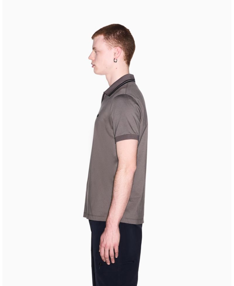 Men's Mercerized Tipping Johnny Collar Polo Shirt