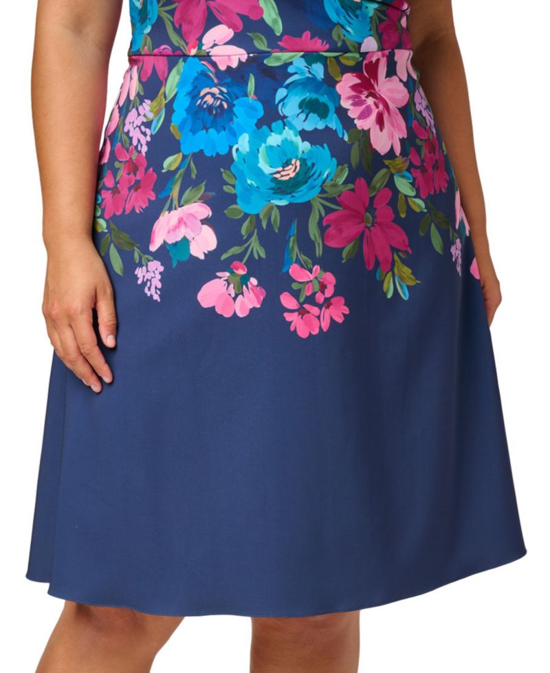 Plus Size Printed V-Neck Sleeveless Midi Dress