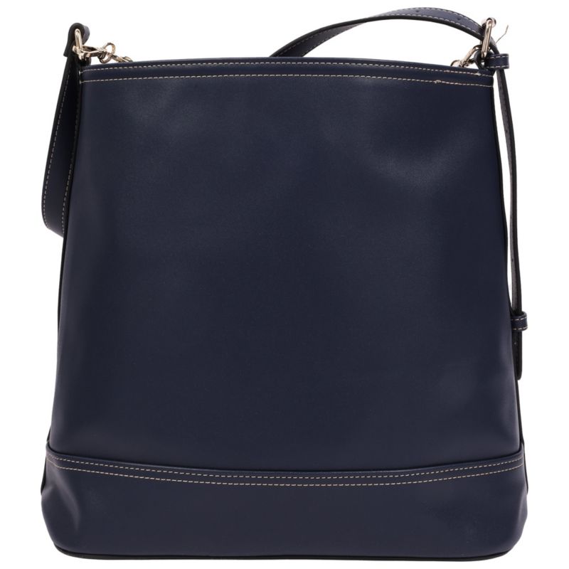 Chain Moto PU Bucket Bag with Charm Chain and Removable Zip Pouch