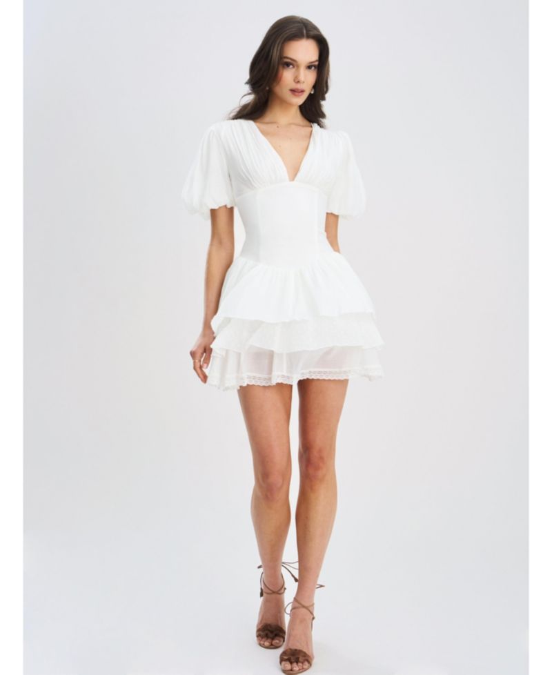 Women's Caitlyn Bubble Sleeve Layered Mini Corset Dress