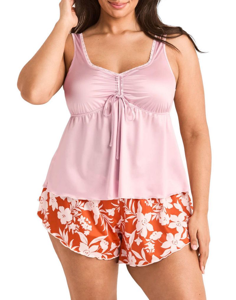 Plus Size Lavern Pajama Tank Top and Shorts Set