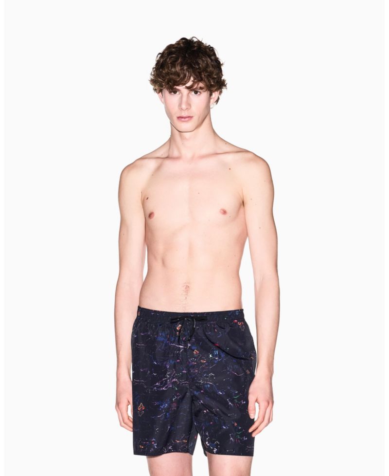 Men's Flower Print Swim Trunk