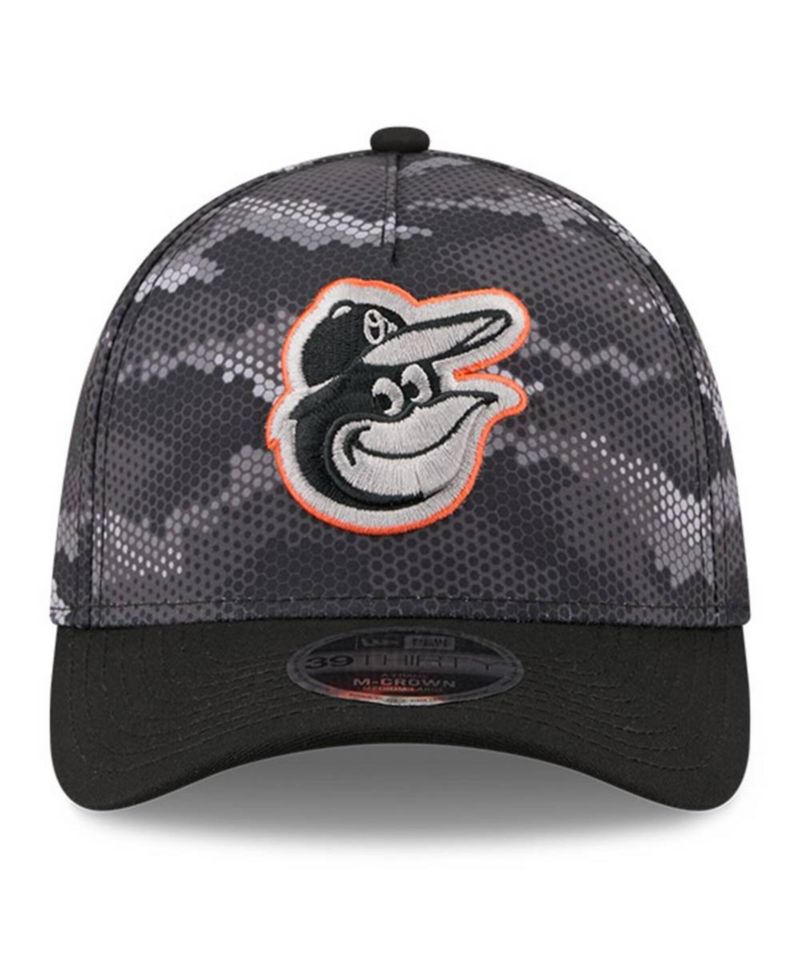 Men's Black Baltimore Orioles Camo 39THIRTY A-Frame Flex Hat