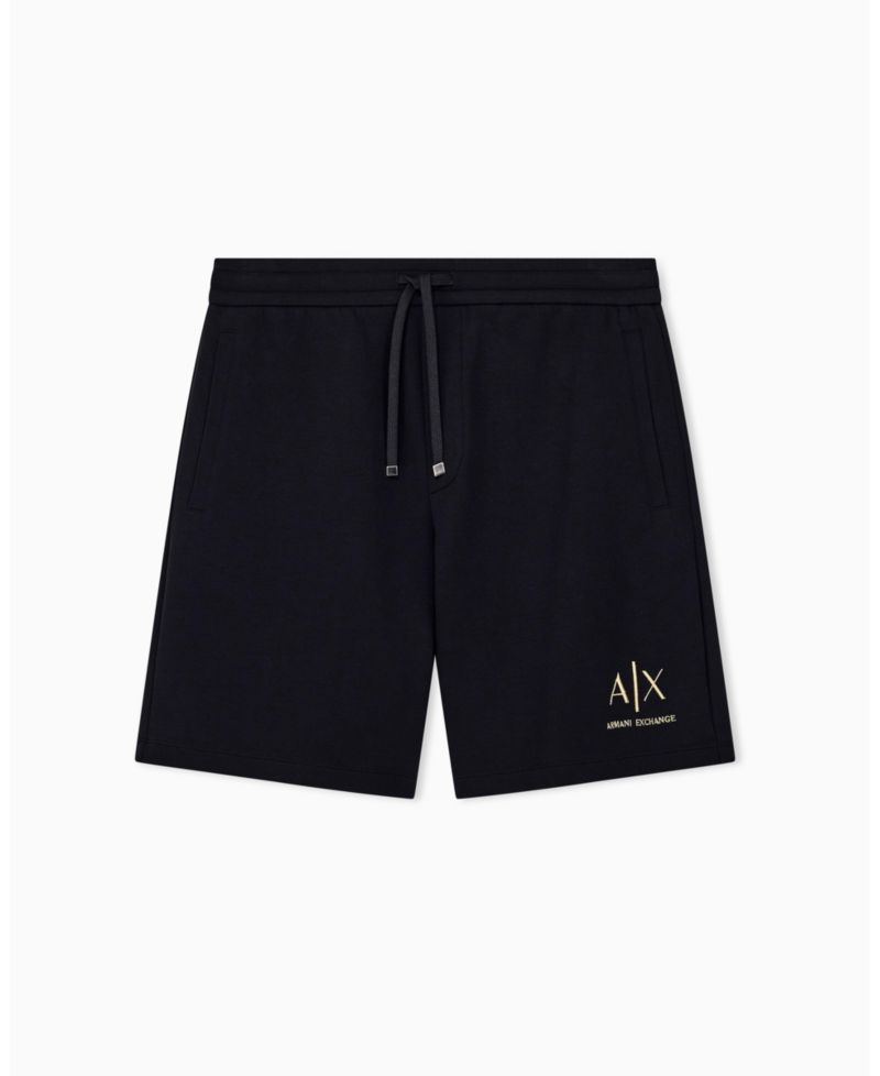 Men's Black And Gold Bonded Cotton Short