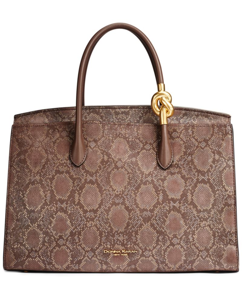 Loden Snake Embossed Suede Satchel