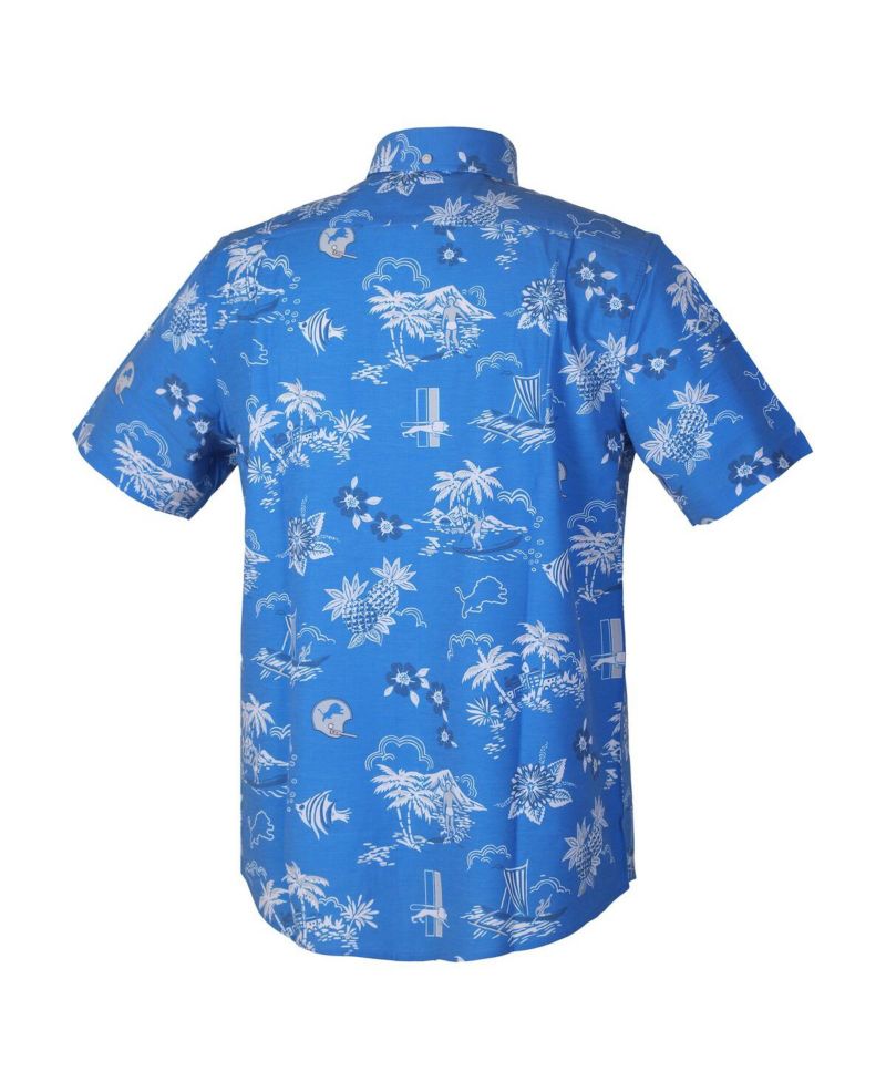 Men's Blue Detroit Lions Throwback Kekai Performance Button-Down Shirt
