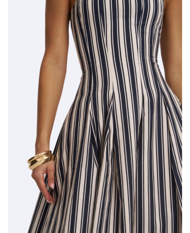 Women's Wyanne Linen-Blend Striped Strapless Midi Dress