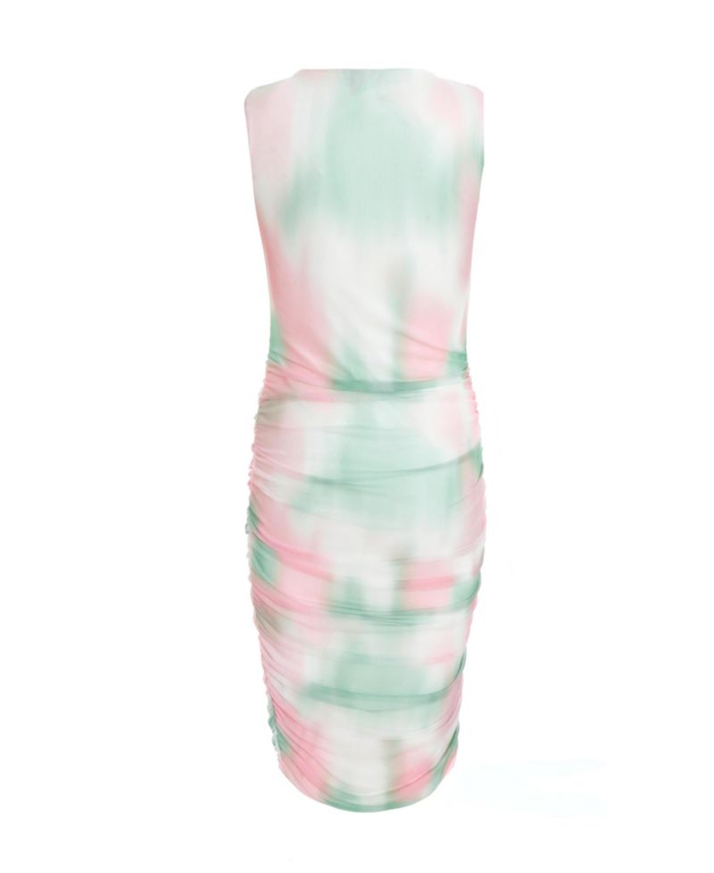 Women's Mesh Ruched Midi Dress