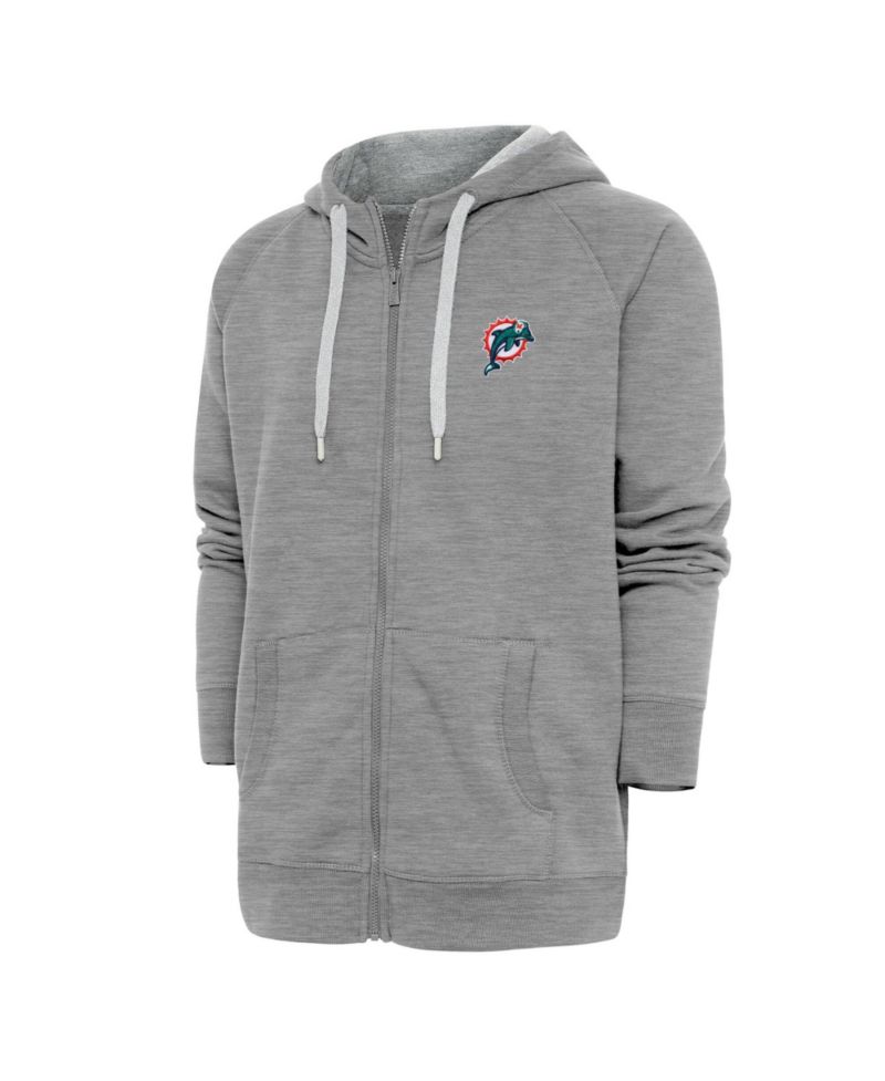 Men's Heather Gray Miami Dolphins Throwback Logo Victory Full-Zip Hoodie