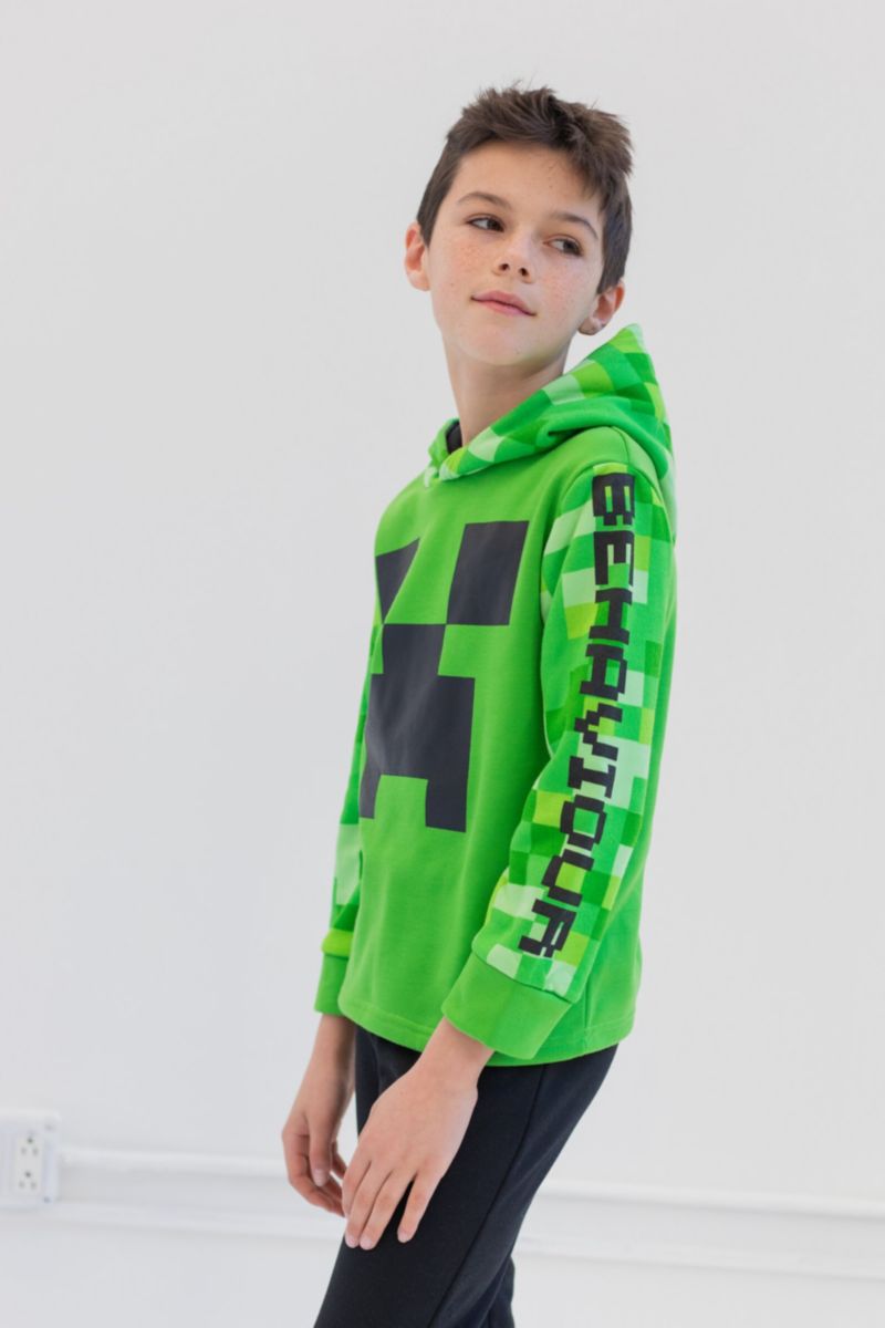 Little Boys Creeper Fleece Pullover Hoodie and Pants Outfit Set