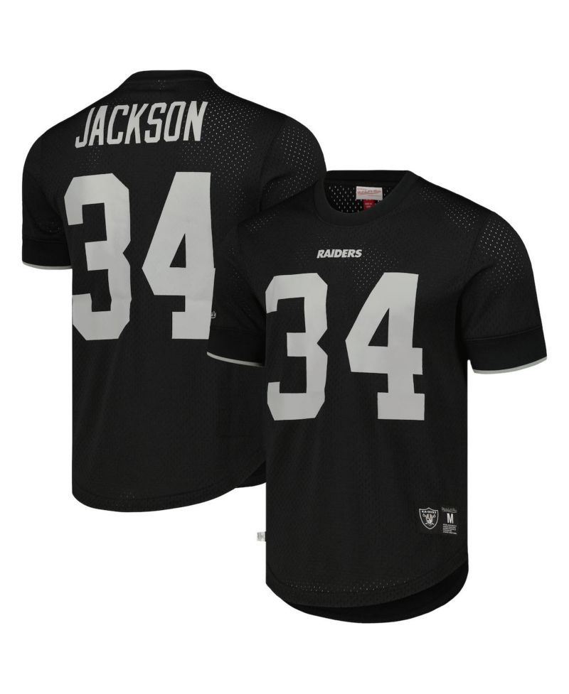 Men's Bo Jackson Black Los Angeles Raiders Gridiron Classics Retired Player Name and Number Mesh Top