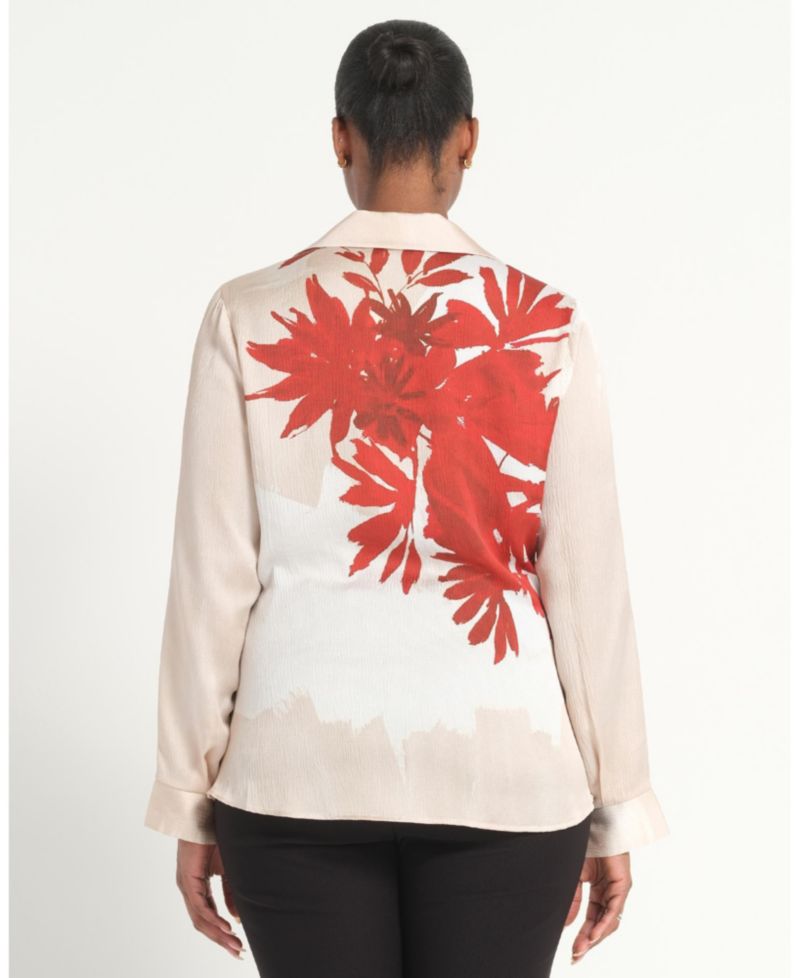 Women's Maisie Floral V-Neck Button Tie-Front Shirt