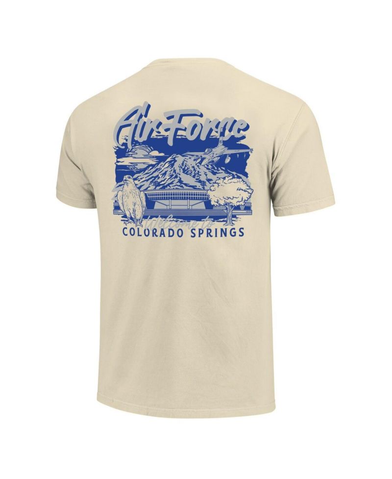 Men's Natural Air Force Falcons Comfort Colors Hand-Drawn Campus Stack T-Shirt
