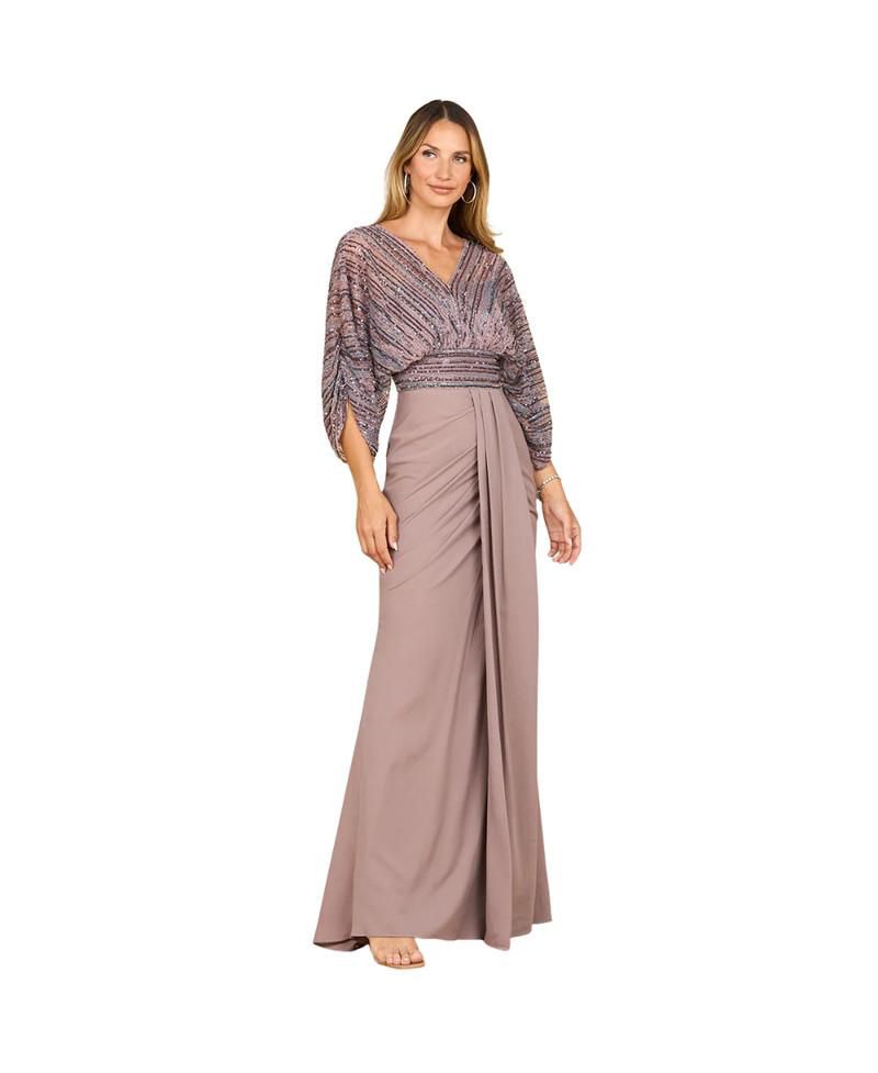 Women's Draped Skirt Gown with Cape Sleeves