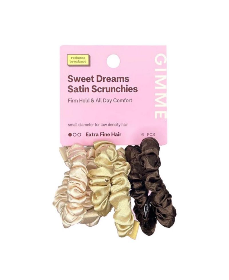 Slim Satin Hair Scrunchies Soft, No Breakage Scrunchies Perfect for Fine Hair and Bedtime Wear 6 Pack