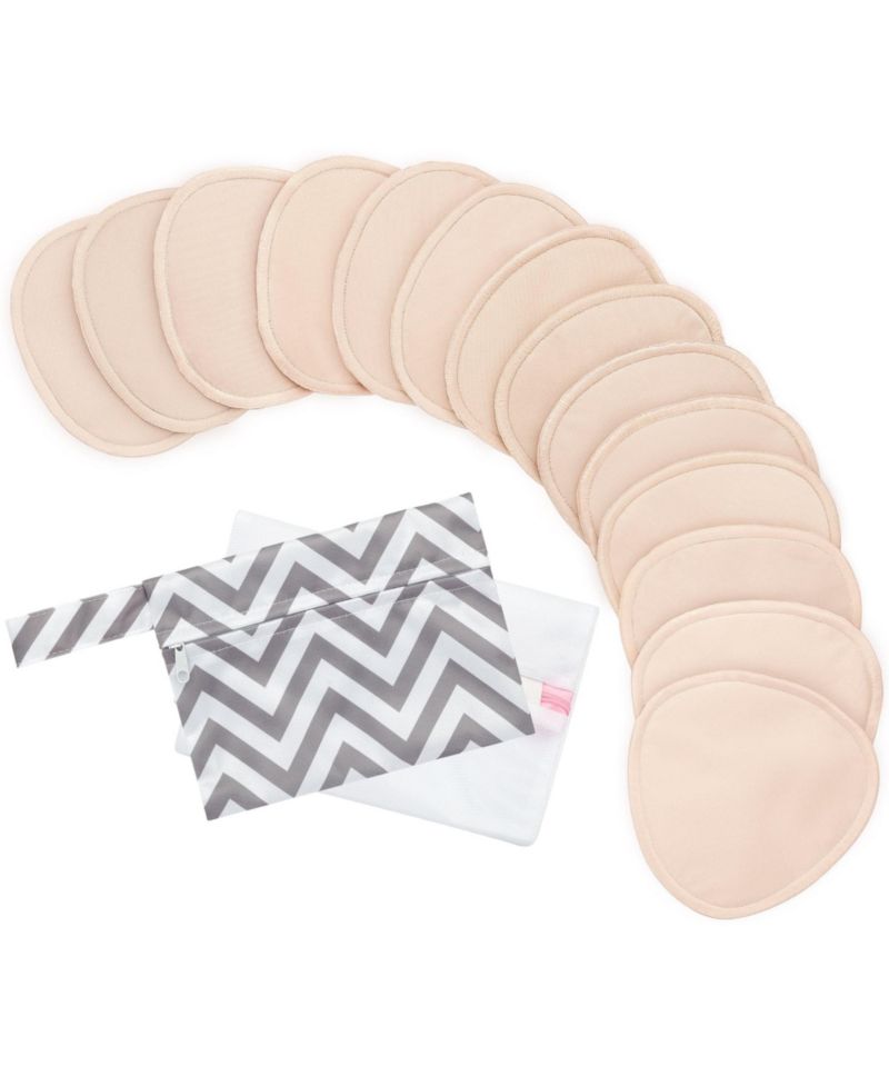 14pk Organic Nursing Pads, Reusable Nipple Pads for Breastfeeding, Washable Breast Pads + Wash Bag