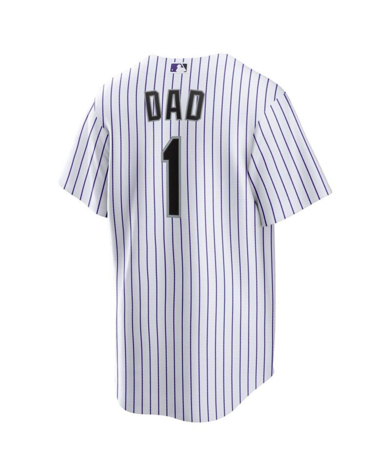 Men's White Colorado Rockies 1 Dad Home Replica Jersey
