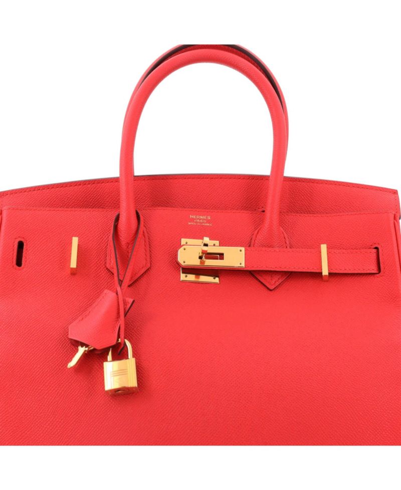 Pre-Owned Hermes Birkin 30 Handbag Red Epsom with Gold Hardware