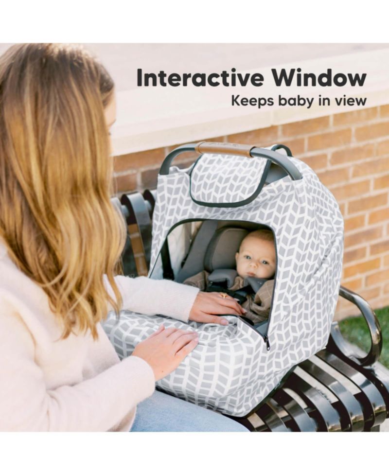 Warmzy Baby Car Seat Cover, Universal Stretch Fit Infant Carseat Covers for Babies, Winter Carseat Canopy