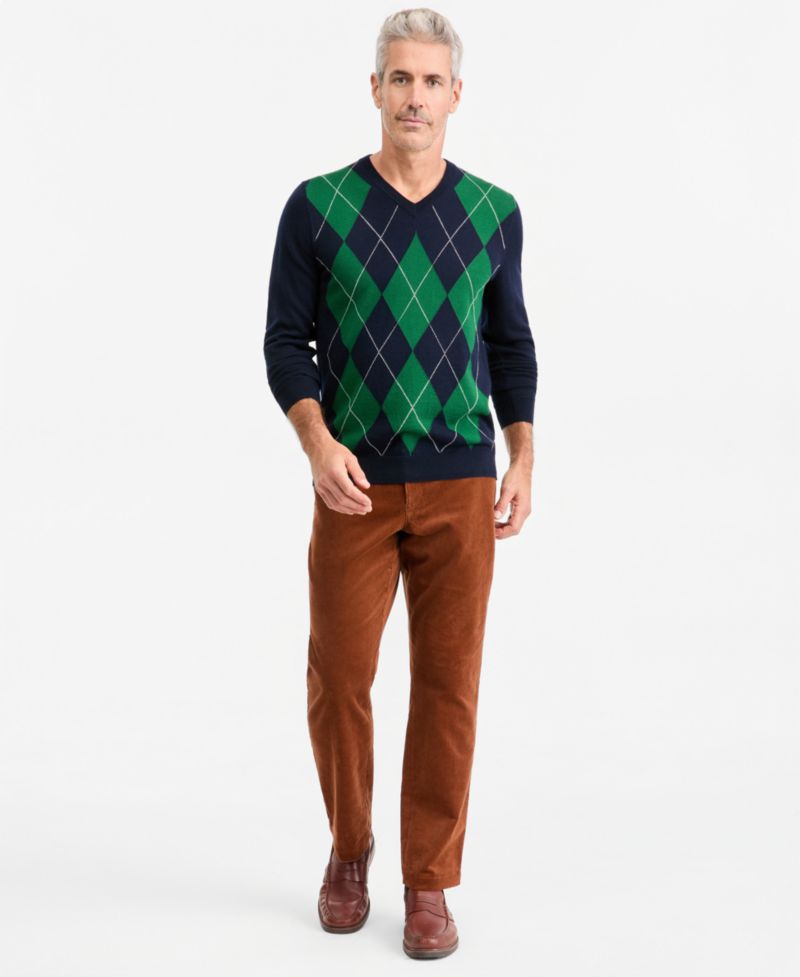 Men's Argyle V-Neck Sweater