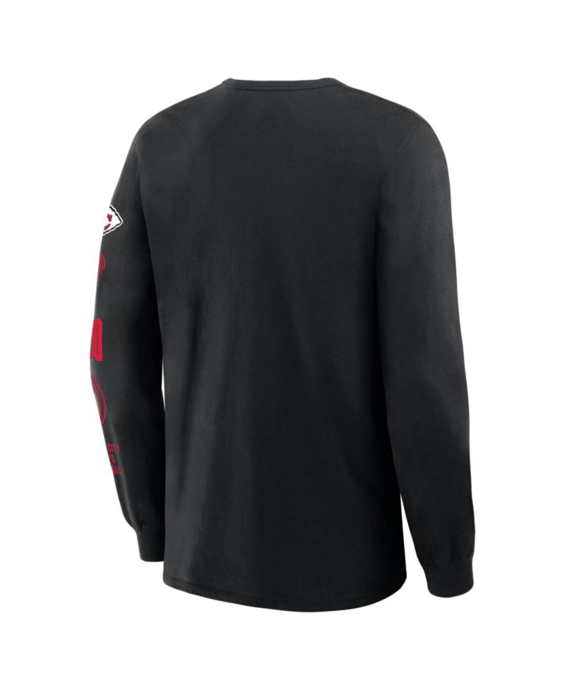 Men's Black Kansas City Chiefs Checkdown Pass Long Sleeve T-Shirt