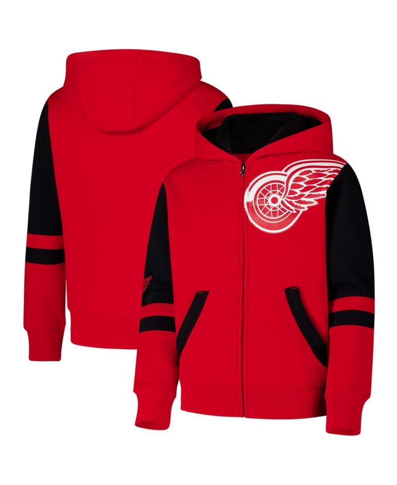 Big Boys and Girls Red Detroit Red Wings Face Off Full Zip Hoodie