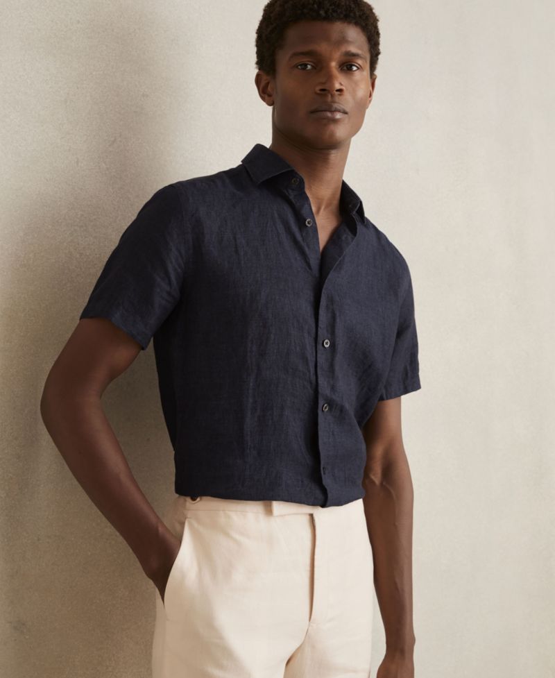 Men's Holiday Linen Short Sleeve Shirt