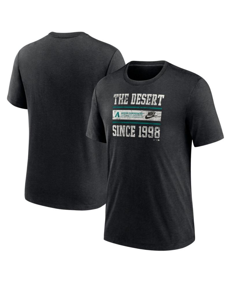 Men's Heather Black Arizona Diamondbacks Cooperstown Collection Local Stack Tri-Blend T-Shirt