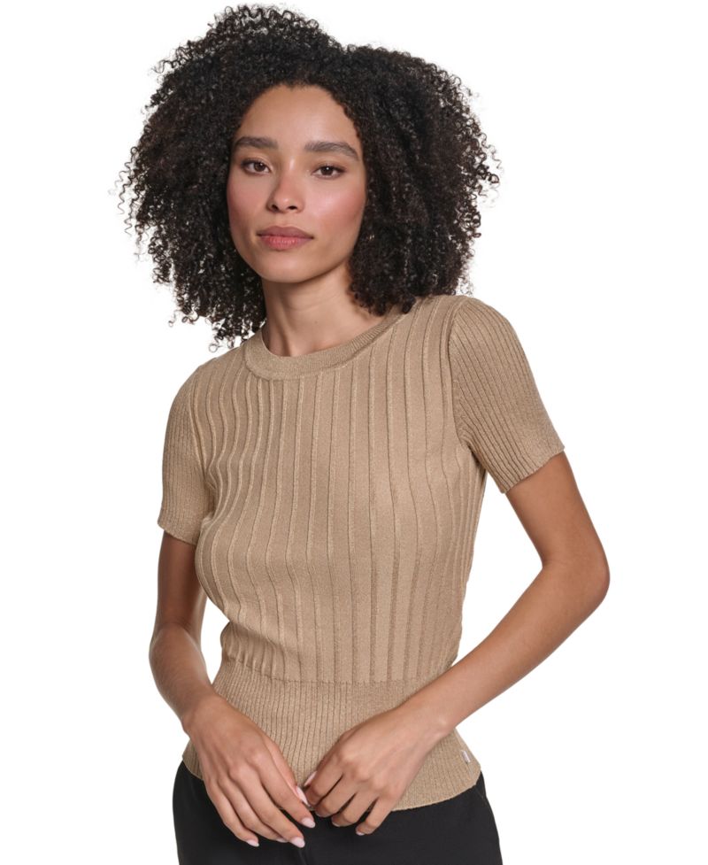 Women's Ribbed Fitted Crewneck Pullover Sweater