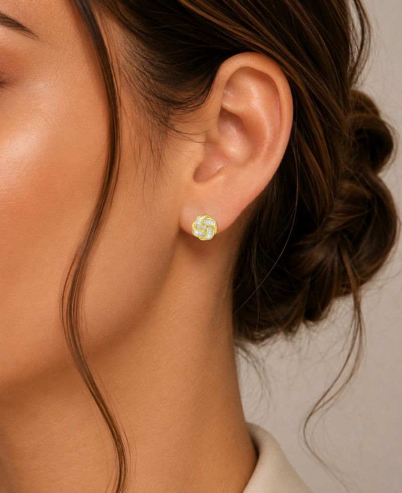 14k Gold-Plated Facet Knot Stud Earrings