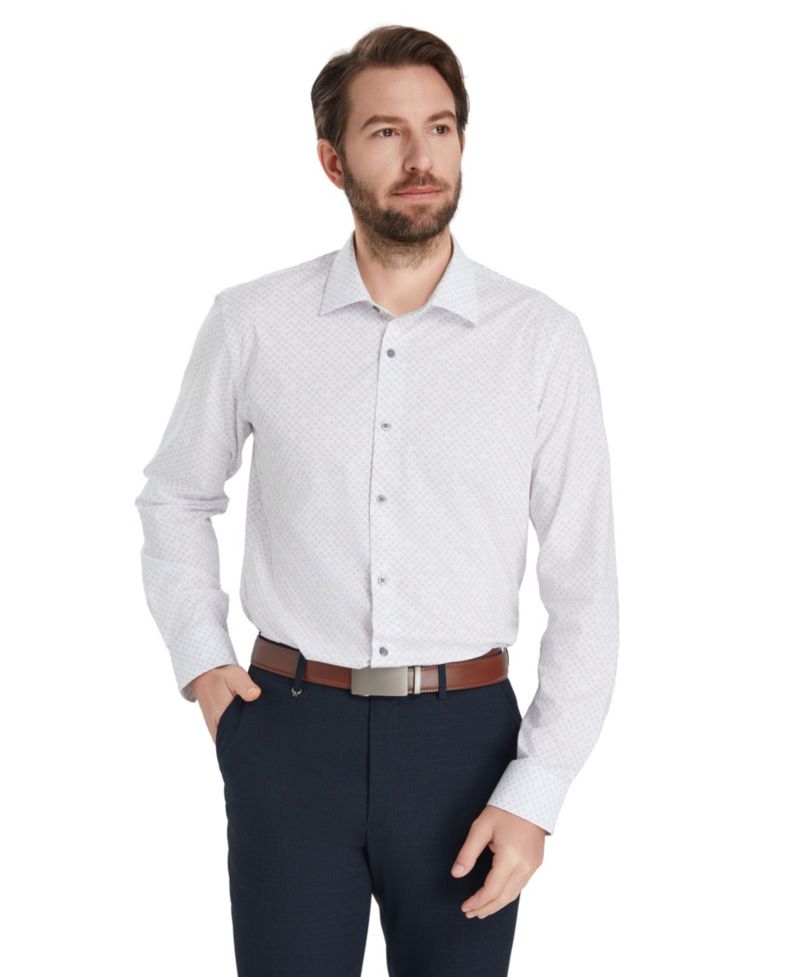 Men's Slim-Fit Geometric Print Dress Shirt