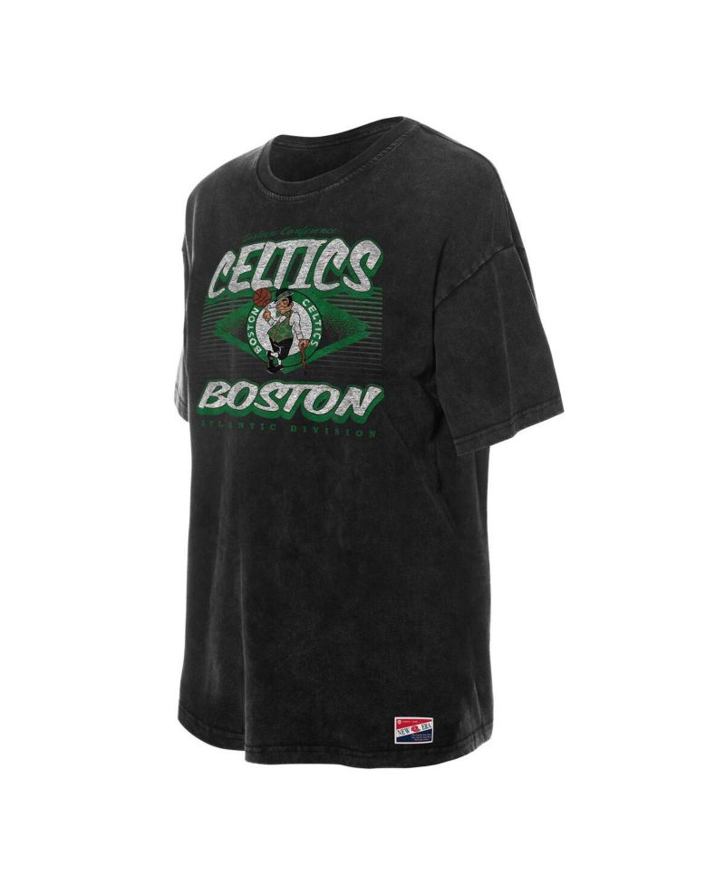 Women's Black Boston Celtics Throwback Mineral Wash Oversized T-Shirt