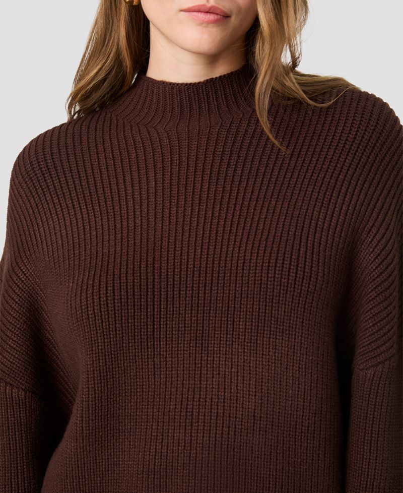 Women's Babysoft Rib Mock Neck Relaxed-Fit Long-Sleeve Pullover Sweater