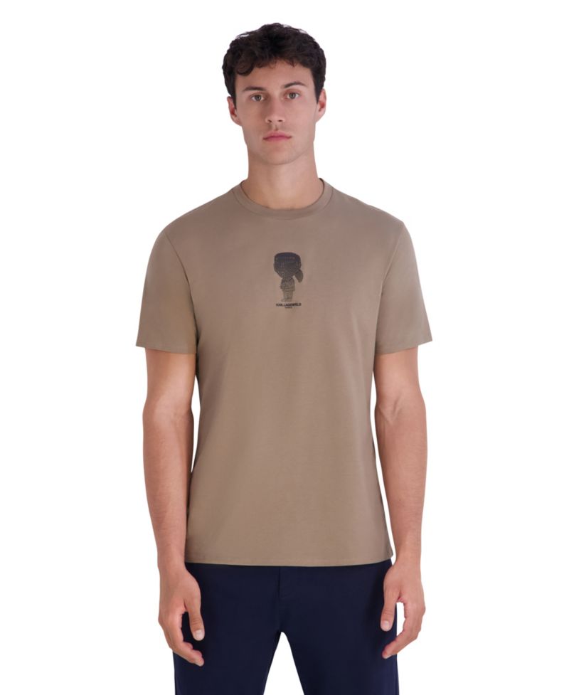 Men's Pixelated Outlined Karl Crewneck Modern-Fit T-Shirt