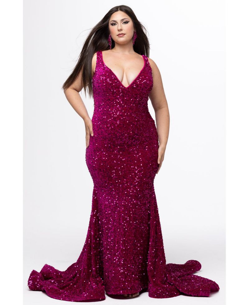 Women's V-Neck Mermaid Velvet Evening Gown