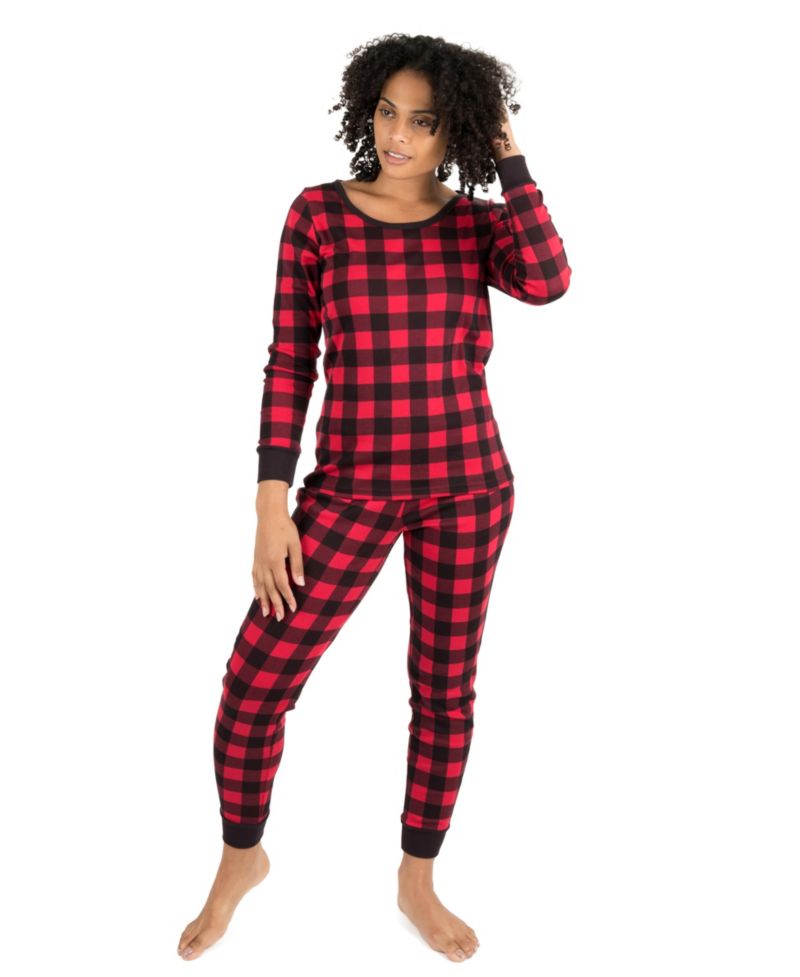 Women’s Two Piece Cotton Plaid Holiday Pajamas