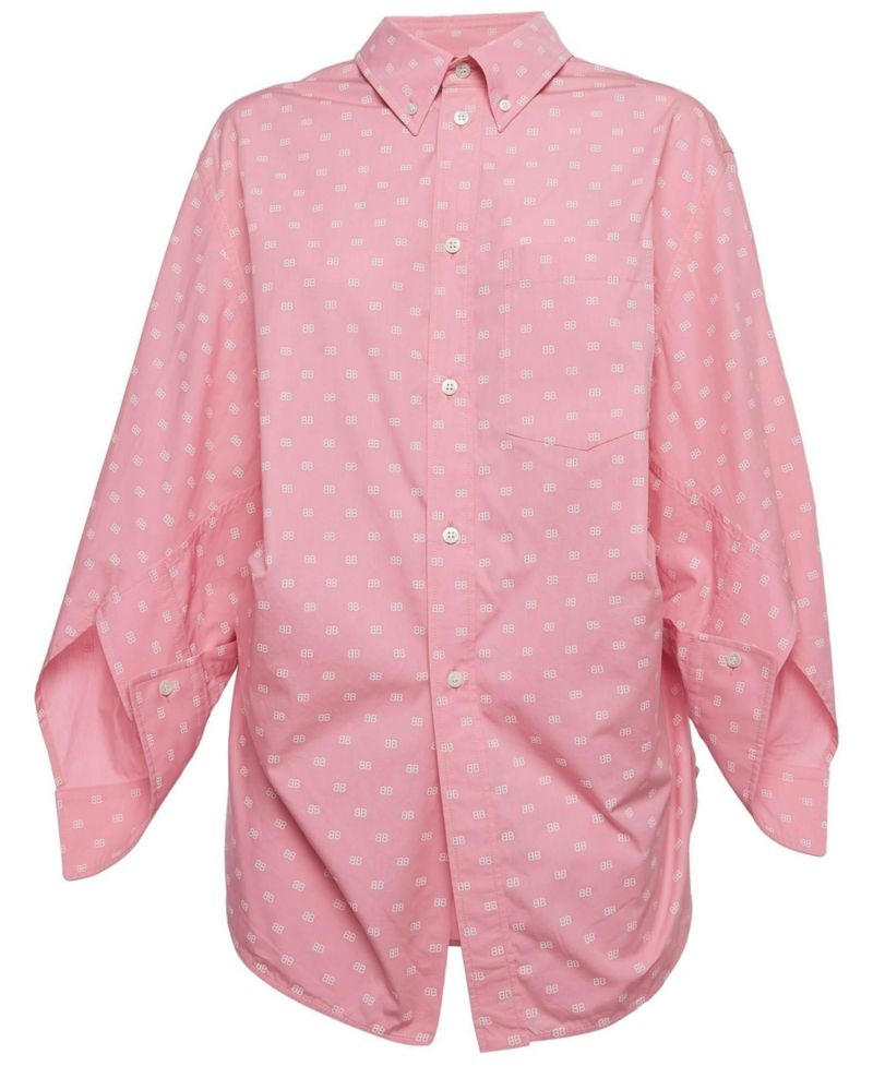 Women's Monogram Print Oversized Cotton Shirt