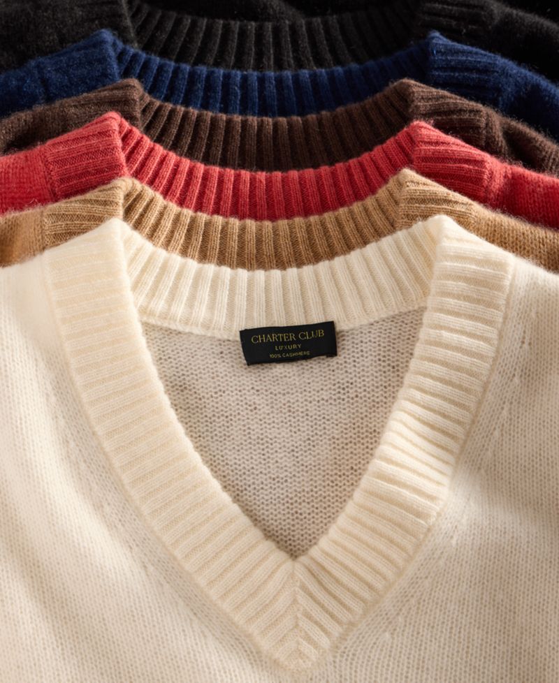 Petite 100% Cashmere V-Neck Relaxed Sweater