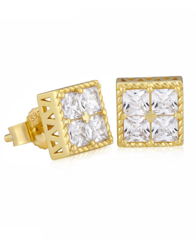 Men's Stud Earrings in 14k Gold Plated Over Sterling Silver