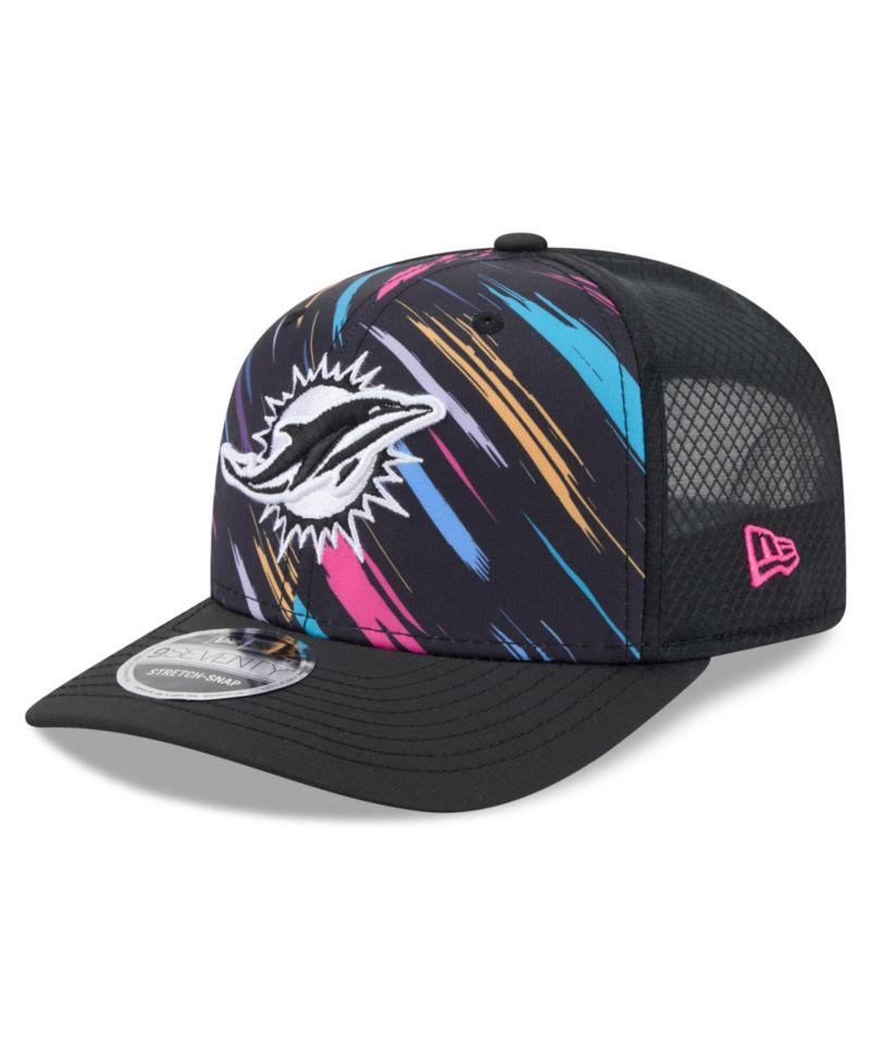 Men's Black Miami Dolphins 2026 NFL Cruical Catch 9SEVENTY Adjustable Trucker Hat