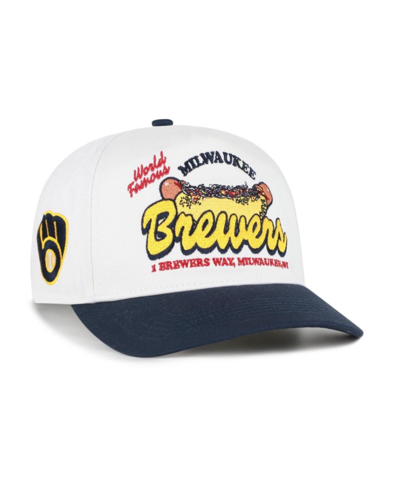 Men's '47 White/Navy Milwaukee Brewers Glizzy Collection Hitch Adjustable Hat